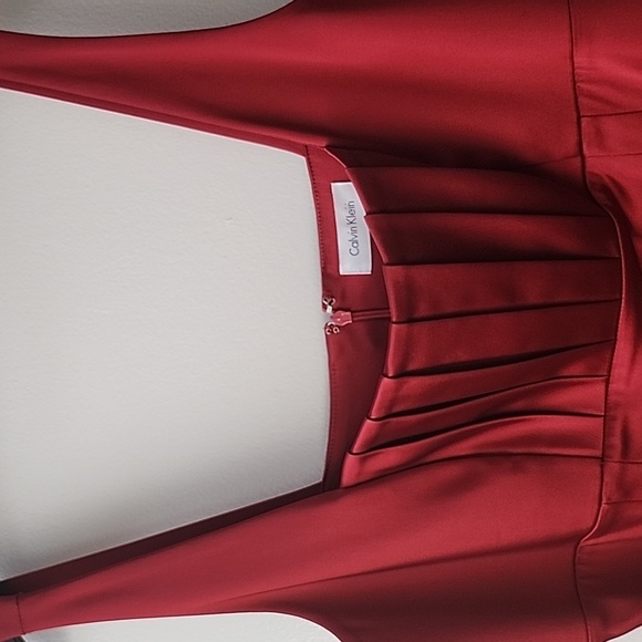 Calvin Klein Red Super Sexy Red Satin Pinup Girl Cocktail Dress - Picture 6 of 11
